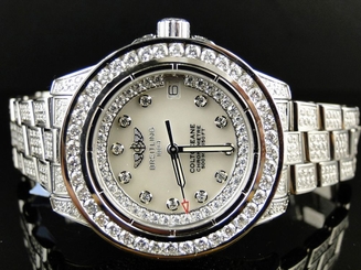 Brand New Ladies Breitling Aeromarine White Colt Ocean Full Diamond Watch 15 Ct