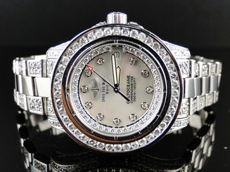 Brand New Ladies Breitling Aeromarine White Colt Ocean Diamond Watch 9.5 Ct