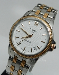 Mens Swiss Tissot Ballade Two 2 Tone Stainless White Date Dial Sapphire Watch