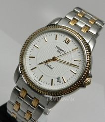 Fake AAA Mens Swiss Tissot Ballade Two 2 Tone Stainless White Date Dial Sapphire Watch Watch