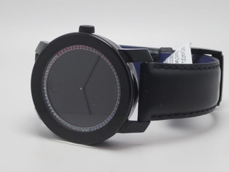 Women's Movado BOLD Multi-Color Crystal Black Dial Leather Swiss Watch 3600181