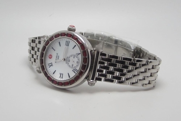 MICHELE CABER MW16A31A2025 WOMENS RED GEM BEZEL WATCH