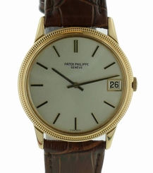 Mens Patek Philippe Calatrava W/ Hobnail Bezel in 18k Yellow Gold Ref 3602