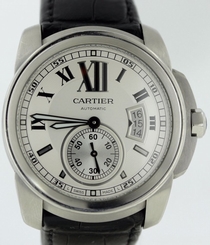 EXCLNT CONDITION MENS CARTIER CALIBRE AUTO W7100037 S.S. 3389 STRAP+DEPLOYMENT 7612456685194