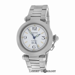 Mint Midsize Cartier Pasha 2475 Big Date Steel Date Automatic 35MM Watch