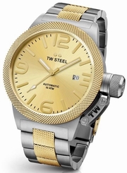 TW Steel Canteen Mens Silver & Gold 50mm Automatic Movement Watch Gold Dial CB56