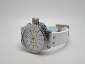  TW STEEL CALIFORNIA CE1043 CHRONOGRAPH CRYSTAL BEZEL LEATHER BAND WATCH