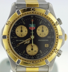 MENS TAG HEUER PROFESSIONAL CE1120 QUARTZ CHRONO 2 TONE STAINLESS + GOLD VINTAGE