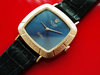 MEN'S ROLEX CELLINI 3880 MANUAL WINDING 18K SOLID GOLD BLUE DIAL EXCELLENT