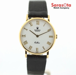 Rolex Cellini 5112 18K Yellow Gold White Roman Dial Hand Winding Men's Watch