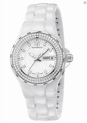 NWT $3400 TECHNOMARINE LADIES WHITE QUARTZ "CRUISE" DIAMOND CERAMIC WATCH