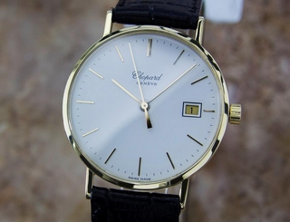 Chopard 18k Solid Gold Mens 32mm Swiss Made 1980s Quartz Dress Watch mx131