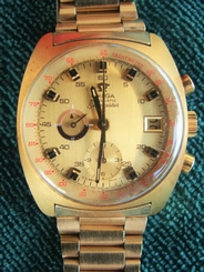 VINTAGE ORIGINAL FINISH GOLD OMEGA 1040 SEAMASTER 176.007 CHRONOGRAPH WATCH SET