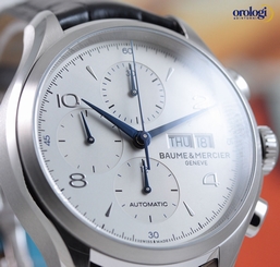 NEW Baume & Mercier Clifton Chronograph Day & Date Steel on Leather ref. 10123