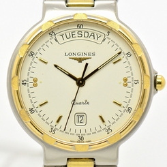 Auth LONGINES Conquest Day & Dat Stainless & Gold Plated Quartz Men's Watch#B155