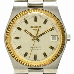Auth LONGINES Conquest electronic Date Stainless & Gold Plated Men's Watch #3484