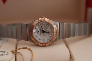 Omega Constellation Steel & Rose Gold Ladies 24mm Diamond Dial 2014 In New Cond