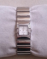 OMEGA LADIES WOMEN CONSTELLATION QUADRA WATCH WHITE MOP DIAL DIAMONDS WITH OB