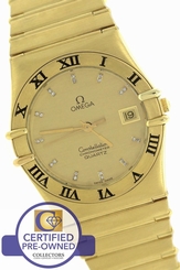 MINT Omega Constellation 34mm Diamond Roman 18K Yellow Gold Quartz Watch