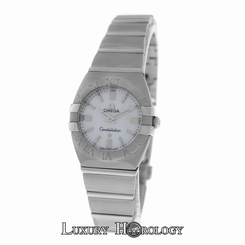 Mint Ladies Omega Constellation Double Eagle 1581.70.00 MOP Steel Quartz Watch