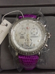 New Authentic Michele CSX 36 Chronograph Diamond Ladies Quartz steel Watch