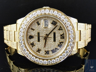 Custom Mens New Yellow Gold Rolex Date Just II 2 With Genuine Diamonds 45 MM