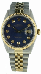 Mens Rolex DateJust 16013 36mm 18k/Stainless Steel Jubilee Diamond Dial Watch