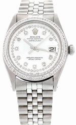 Men's Rolex Oyster Perpetual DateJust Stainless Steel Diamond Watch 16013
