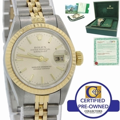 Ladies Rolex DateJust 26mm 69173 Two Tone Gold Steel Jubilee Silver Watch B&P 27543000069