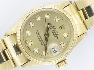 Rolex Oyster Perpetual Datejust Ladies 18K Gold Diamond Watch Rolex Vintage