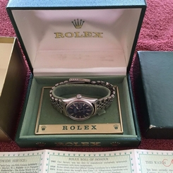 ROLEX DATEJUST S/S WATCH REF:1603 CAL:1570 INNER & OUTER BOX & PAPERS CIRCA 1968