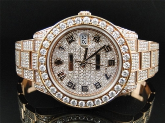 28 Ct New Mens Full Diamond Rose Gold Rolex Datejust Date Just 2 II 45MM Watch
