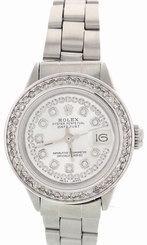 Ladies Rolex Oyster Perpetual DateJust Stainless Steel Diamond Watch 6919