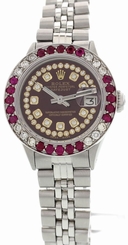 Ladies Rolex Oyster Perpetual DateJust SS & Diamond & Ruby 6517