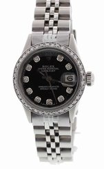 Ladies Stainless Steel Rolex Datejust With Diamonds Ref. 6519