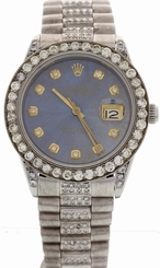 Men's 18k White Gold & SS Rolex Datejust with Diamonds 16220