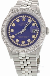 Men's Vintage Rolex Oyster Perpetual DateJust Stainless Steel Diamond Watch 1601