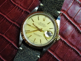 Rolex 16233 Two Tone Oyster Datejust Linen Dial Automatic Watch Quick Set