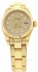  Ladies Rolex Datejust 18K Yellow Gold Watch 179178