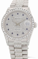 Mid-Size Rolex Datejust 18K White Gold & Diamonds 68279