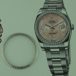 ROLEX BEZEL ONLY WATCH STAINLESS STEEL FLUETED  FOR DATEJUST OEM SWISS MADE 35MM