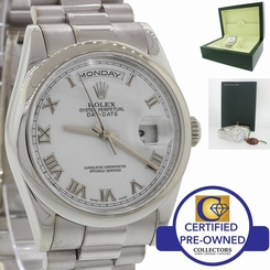 MINT Rolex Day-Date President 36mm White Roman 118209 18k White Gold Watch w Box