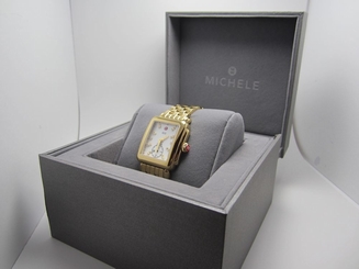 MICHELE MW06V00A9046 DECO WOMENS GOLD DIAMOND WATCH