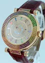 Franck Muller Double Mystery Rainbow RARE 18k Rose Gold 42mm watch.