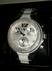 Womens Technomarine Neo Classic White Ceramic Diamond Watch BOX & PAPERS