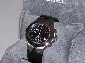 New Authentic Mens Ebel sportwave Chronograph stainless steel  black dial watch