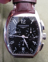 LONGINES Evidenza Men's Watch Chronograph Date Leather Strap L2.656.4 Swiss