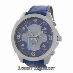 Authentic Men's Jacob & Co Five Time Zones 47MM Steel MOP Quartz Watch