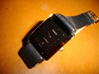 AUTHENTIC RADO FLORENCE MENS WATCH MDL #160.0281.3N GOLD/BLACK SAPPHIRE CRYSTAL