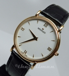 Mens Authentic Swiss Made Movado Gentry Gold White Roman Dial Watch Nationwide